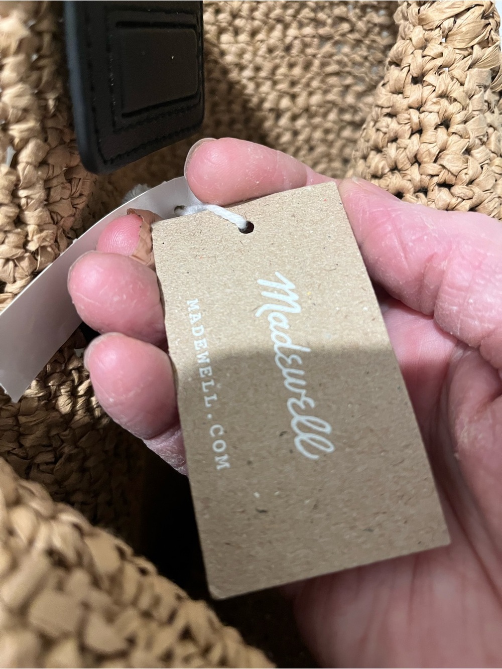Madewell Natural Straw Tote with Black Studded Straps - Picture 9 of 10
